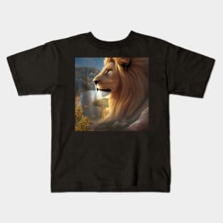 Awesome lion in the sunset Kids T-Shirt